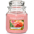 Yankee Candle Sun Drenched Apricot Rose - Vyšisovaná meruňková růže vonná svíčka Classic střední sklo 411 g