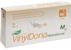 Dona Vinyldona rukavice vinylové nepudrované bezprašné, velikost M 100 kusů v krabici