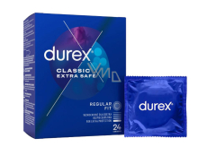 Durex Classic Extra Safe kondom lateksowy, silniejszy, zwiększona lubrykacja, nominalna szerokość: 56 mm 24 sztuki