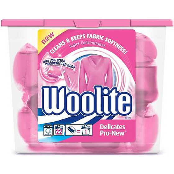 Woolite Delicate Pro-New gelové kapsle na jemné prádlo 22 x 24 ml