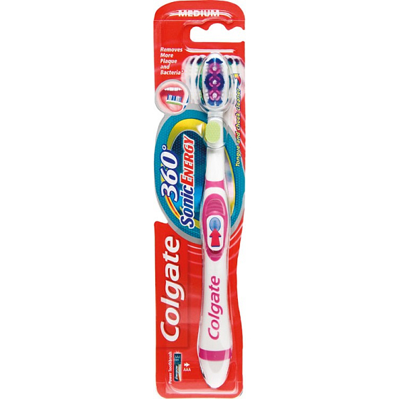 Colgate 360° Sonic Energy bateriový Medium střední zubní kartáček 1 kus