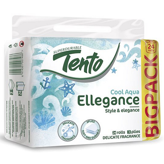 Tento Ellegance Cool Aqua toaletní papír 3 vrstvý, 16 m, 24 kusů