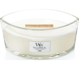 WoodWick Linen - Čistý len vonná svíčka s dřevěným širokým knotem a víčkem sklo loď 453 g