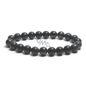 Šungit náramek elastický přírodní kámen, kulička 8 mm / 16 - 17 cm, kámen života
