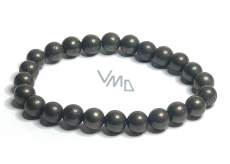 Bransoletka z pirytu elastyczna, naturalny kamień, kuleczka 8 mm / 16 - 17 cm, mistrz pewności siebie i obfitości