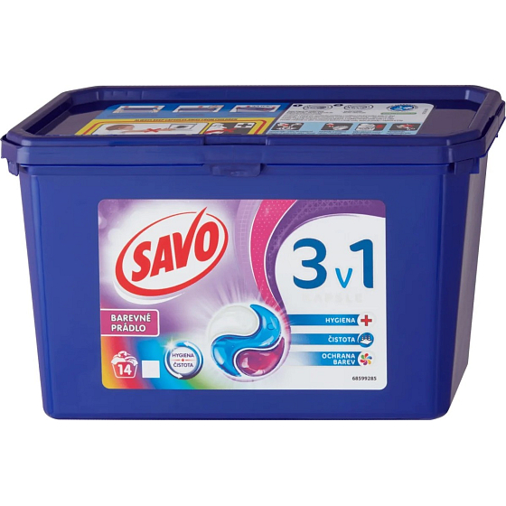 Savo Bez chloru Color 3w1 żelowe kapsułki do prania kolorowego 14 sztuk 378 g