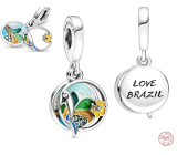 Charm Srebrna 925 Miluję Brazylię - Brazylijska plaża, 2w1 zawieszka na bransoletkę podróżniczą