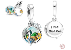 Charm Srebrna 925 Miluję Brazylię - Brazylijska plaża, 2w1 zawieszka na bransoletkę podróżniczą