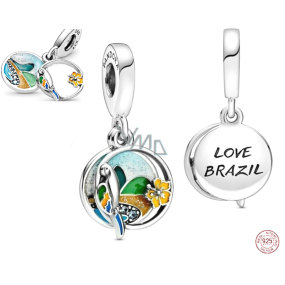 Charm Srebrna 925 Miluję Brazylię - Brazylijska plaża, 2w1 zawieszka na bransoletkę podróżniczą