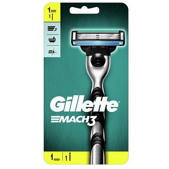 Gillette Mach3 holící strojek + náhradní hlavice 1 kus pro muže