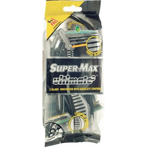 Super-Max Ultimate 3 jednorázový 3břitý holicí strojek pro muže 8 kusů
