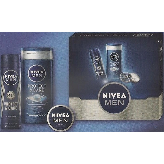 Nivea Men Deo Protect antiperspirant sprej 150 ml + sprchový gel 250 ml + krém 30 ml, kosmetická sada
