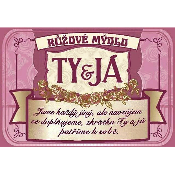 Albi Růžové mýdlo v plechovce s textem Ty + Já 8 x 5,4 cm