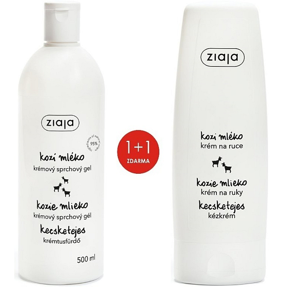 Ziaja Kozie mleko żel pod prysznic 500 ml + Kozie mleko krem do rąk i paznokci 80 ml sucha skóra, duopack