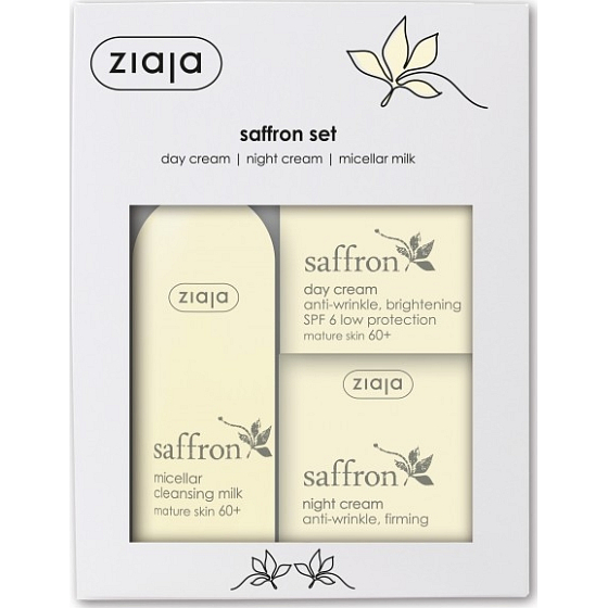 Ziaja Šafrán 60+ denní krém 50 ml + noční krém 50 ml + micelární mléko 200 ml, kosmetická sada