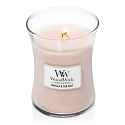 WoodWick Vanilla & Sea Salt - Vanilka a mořská sůl vonná svíčka s dřevěným knotem a víčkem sklo střední 275 g