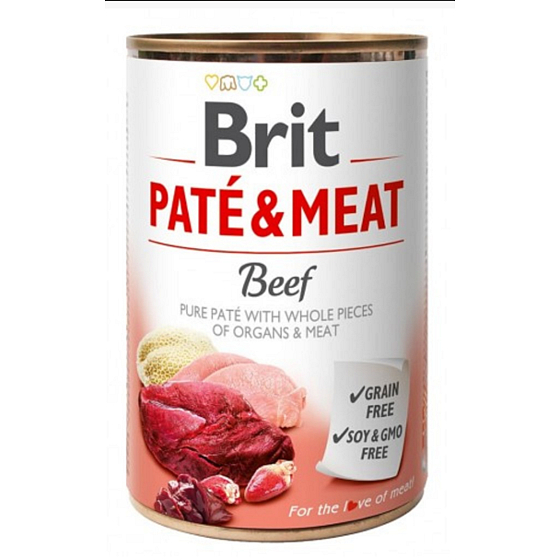 Brit Paté & Meat Hovězí a krůta čisté masové paté kompletní krmivo pro psy 400 g