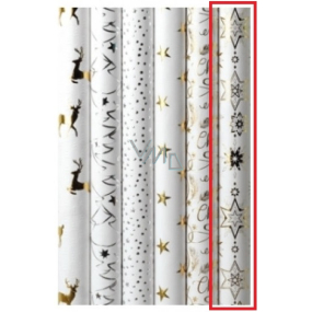 Zoewie Dárkový balicí papír 70 x 150 cm Vánoční Luxusní White Christmas s ražbou bílý - zlaté vločky