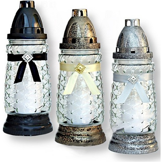 Rolchem Lampa skleněná černá, zlatá, stříbrná 23 cm 32 hodin 65 g Z-11 1 kus