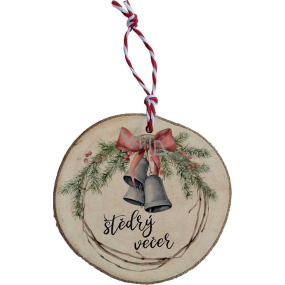 Bohemia Gifts Ručně vyráběná vánoční ozdoba dřevěná Štědrý večer 6 cm