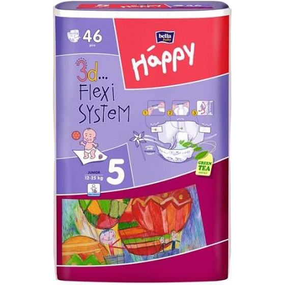 Bella Happy 5 Junior 12-25 kg plenkové kalhotky 46 kusů