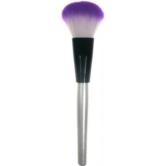 Kosmetický štětec se syntetickými štětinami na pudr bílý s bílo-fialovou špičkou 19 cm