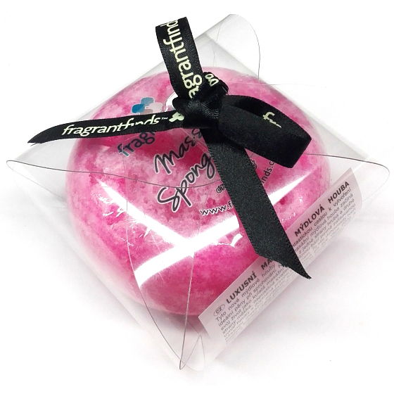 Fragrant Explosion Glicerynowe mydło masażowe z gąbką wypełnioną perfumem Marc Jacobs - Flower Bomb w kolorze różowym 200 g