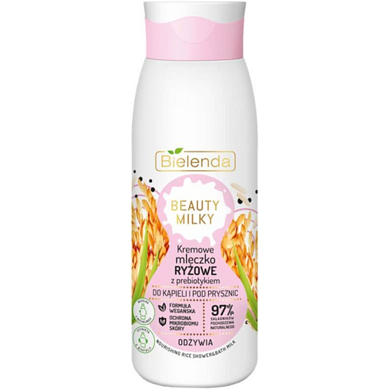 Bielenda Beauty Milky Różowe mleko z probiotykami nawilżające mleko pod prysznic 400 ml