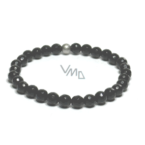 Onyx fazet náramek elastický přírodní kámen, kulička 6 mm / 16 - 17 cm, kámen životní síly Onyx fazet náramek elastický přírodní kámen, kulička 6 mm / 16 - 17 cm, kámen životní síly