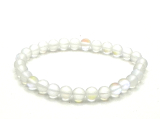 Opalit biały matowy naszyjnik elastyczny, syntetyczny kamień kuleczki 6 mm / 16 - 17 cm, kamień przyjaźni i nadziei