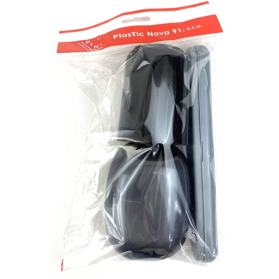Plastic Nova Toaletní sáček souprava - cestovní toaletní sada Černá, kelímek, pouzdro na kartáček a mýdlo 3 kusy