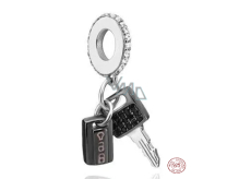 Zawieszka ze srebra 925 Kluczyk od samochodu 2w1, charms do bransoletki podróżniczej