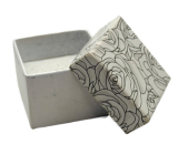 Krabička karton s houbičkou na šperky šedá s potiskem 4 x 4 x 2,5 cm