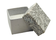 Krabička karton s houbičkou na šperky šedá s potiskem 4 x 4 x 2,5 cm