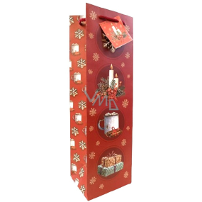 Niekupiony Papierowa Torebka na Butelkę Wina Czerwone 10 x 33 x 8,9 cm 