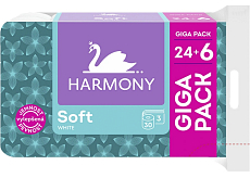 Harmony Soft White 3-warstwowy papier toaletowy, 30 rolek, 15 m rolka