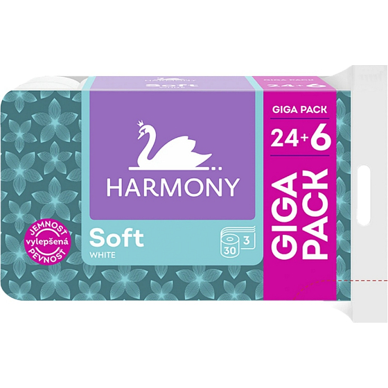 Harmony Soft White 3-warstwowy papier toaletowy, 30 rolek, 15 m rolka