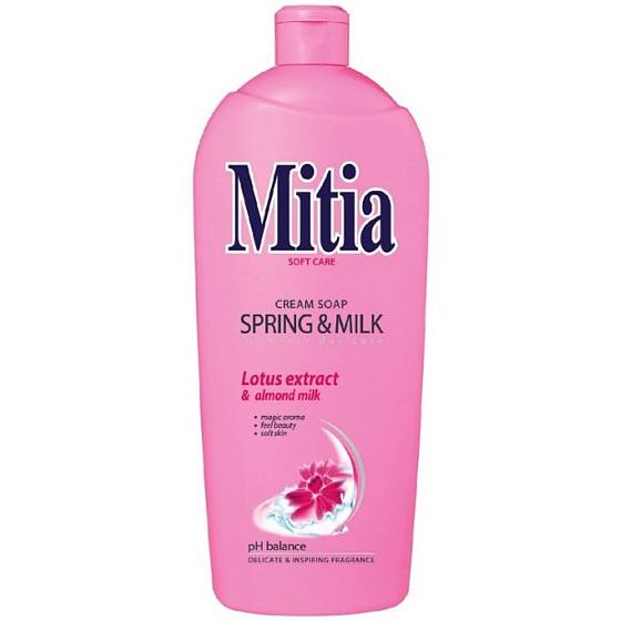 Mitia Spring & Milk Lotosové mléko tekuté mýdlo náhradní náplň 1 l