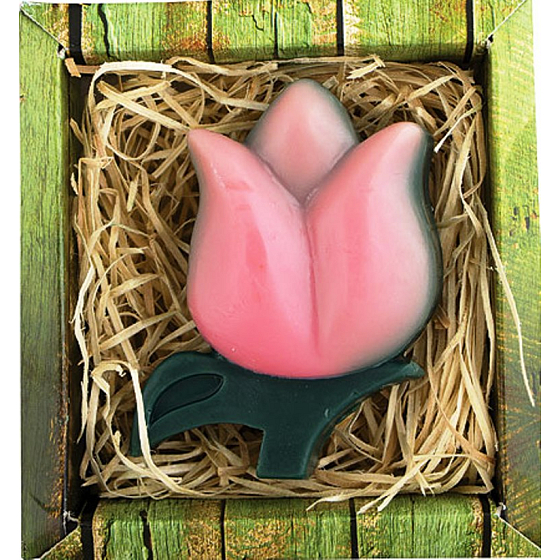 Bohemia Gifts Tulipán růžový ručně vyráběné toaletní mýdlo v krabičce 75 g
