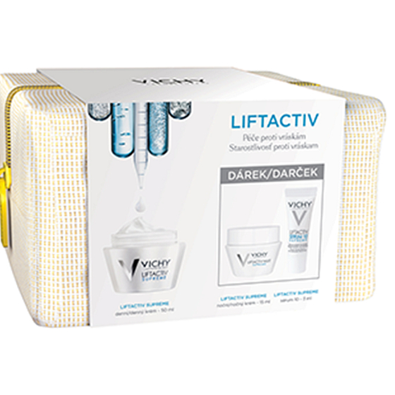 Vichy Liftactiv Supreme péče proti vráskám denní krém 50 ml + noční krém 15 ml + sérum 3 ml + etue, kosmetická sada