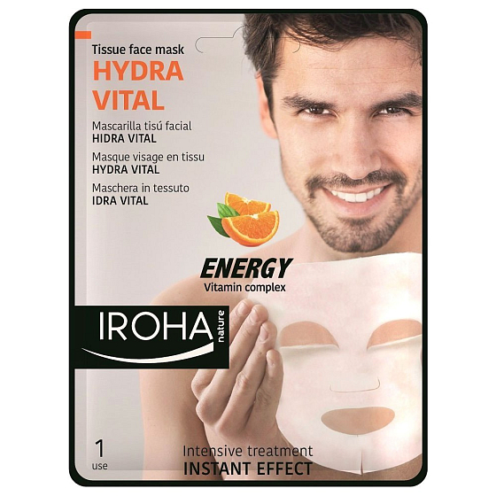 Iroha Hydra Vital Energy Intenzivní látková maska s vitamínovým komplexem pro muže 23 ml
