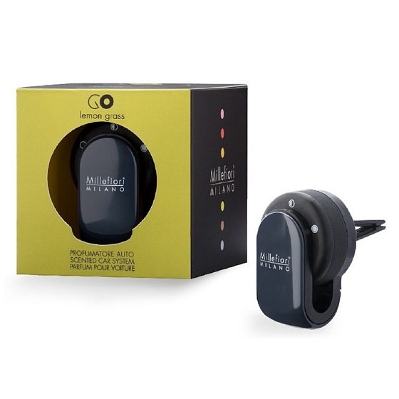 Millefiori Milano Go Lemon Grass - Citronová tráva vůně do auta černá voní až 2 měsíce 54 g