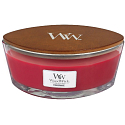 WoodWick Pomegranate - Granátové jablko vonná svíčka s dřevěným širokým knotem a víčkem sklo loď 453 g