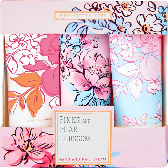 Heathcote & Ivory Pinks & Pear Blossom krém na ruce a nehty 3 x 30 ml, kosmetická sada
