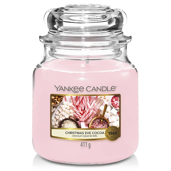 Yankee Candle Christmas Eve Cocoa - Świąteczne kakao zapachowa świeca Classic średnie szkło 411 g