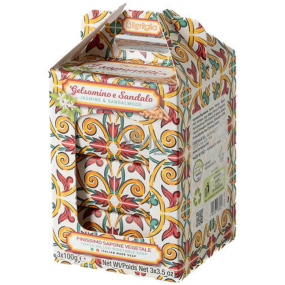 Iteritalia Jaśmin i drewno sandałowe włoskiego naturalnego mydła toaletowego 3 x 100 g, świąteczny zestaw prezentowy