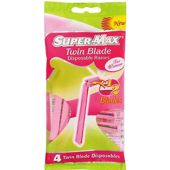 Super-Max Twin Blade 2břitý holicí strojek pro ženy 4 kusy