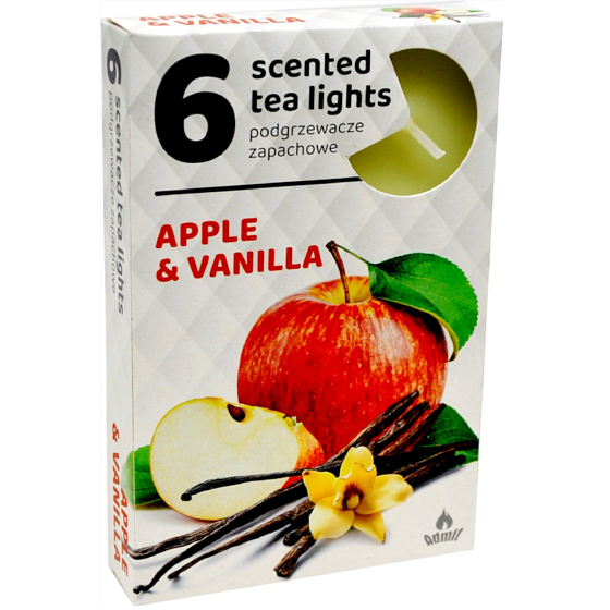 Tea Lights Jabłko i wanilia świeczki zapachowe 6 sztuk