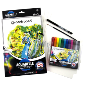 Centropen Aquarelle farby akwarelowe zestaw 12 sztuk + akcesoria