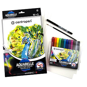 Centropen Aquarelle farby akwarelowe zestaw 12 sztuk + akcesoria
